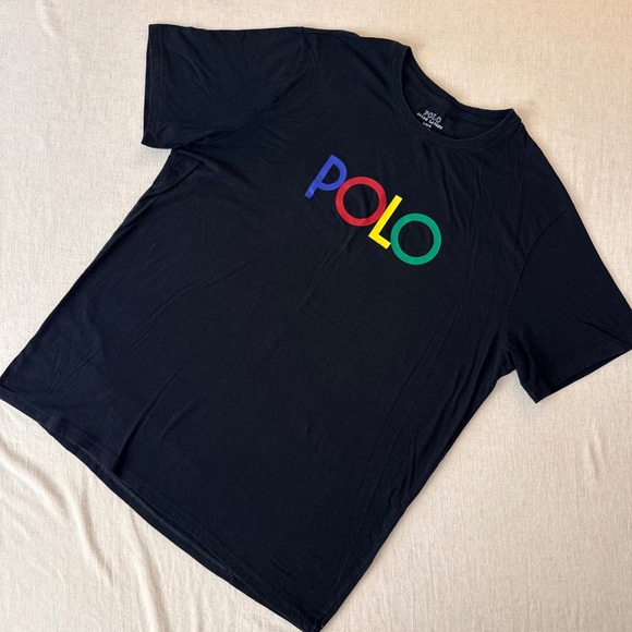 Polo Ralph Lauren Other - Polo Ralph Lauren Mens Large Black Multi Color Graphic Logo T-Shirt Crew Neck